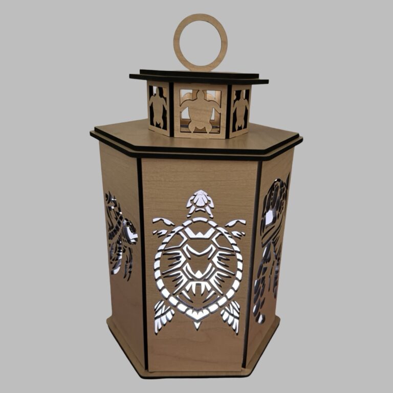 Sea Turtle Wood Lantern Lighted