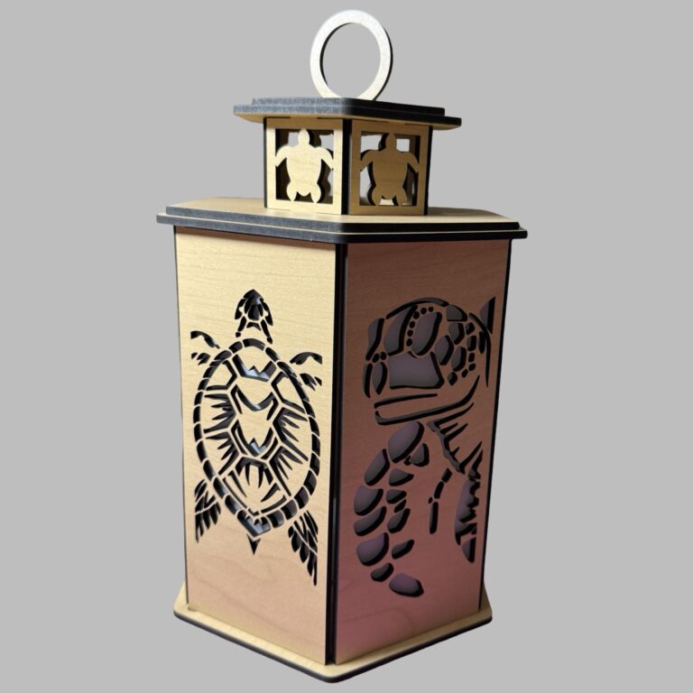 Sea Turtle Wood Lantern Med Maple Plywood 11x6.5
