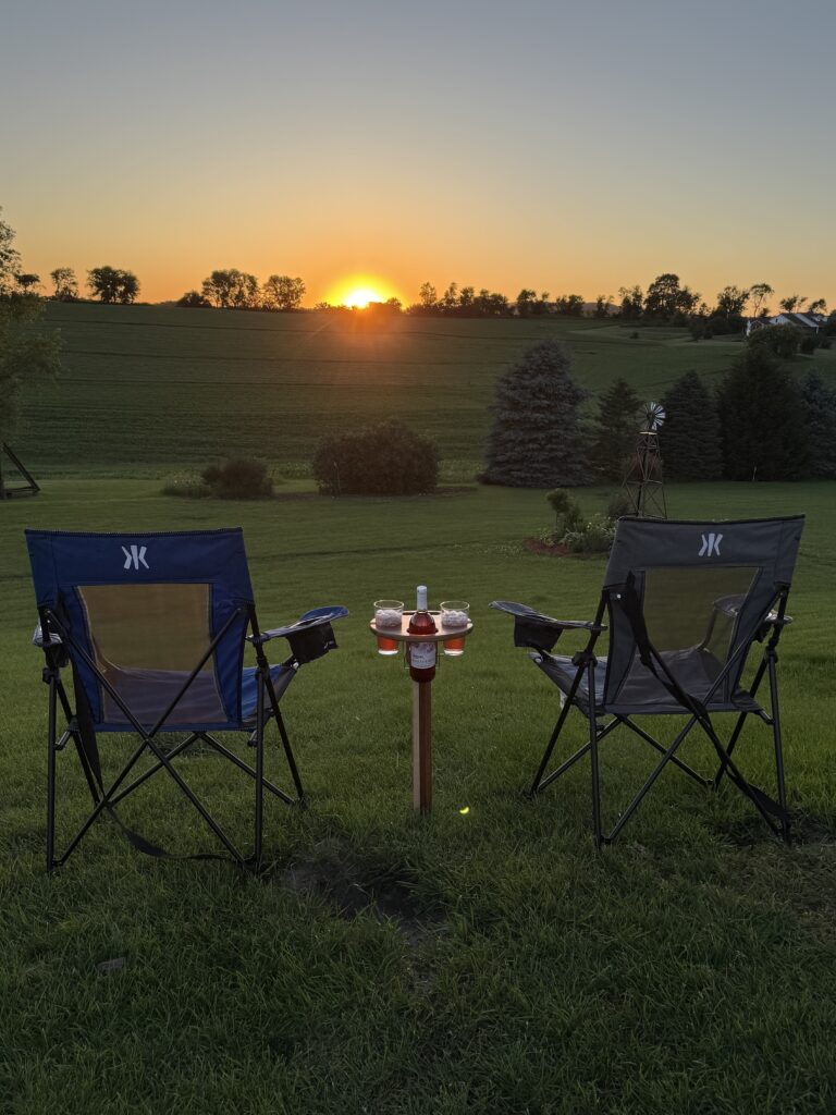 Hand Made Round Wine Table For Use Outdoors or Indoors 2 Table In Grass