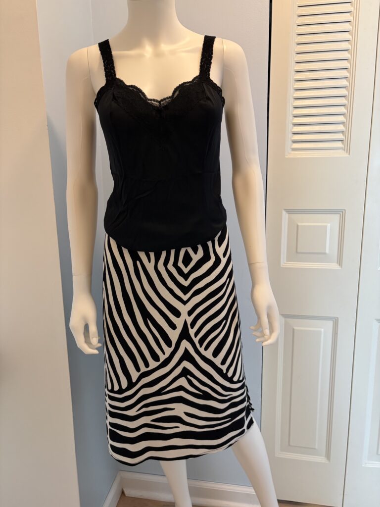 Vintage Black/White Animal Print Skirt 6 Zebra skirt cami