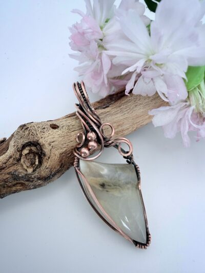 Photo of Divine Direction Wire Wrapped Shield Agate Necklace