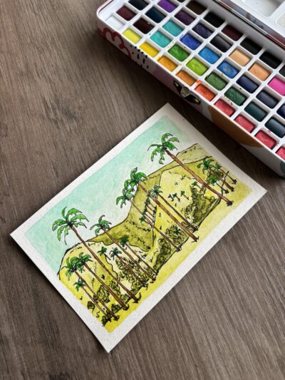 Beautiful Colombia Palm Trees 4x6 Watercolor Art Print