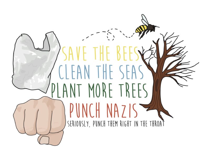 Save the bees, Punch nazis sticker 3”x4” 3 Save the bees Punch nazis