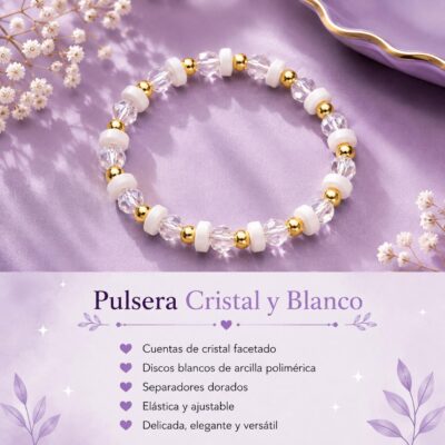 Pulsera de Cristal y Blanco