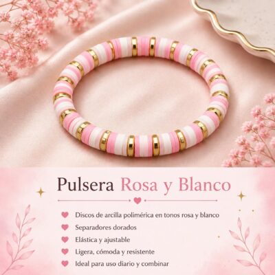 Pulsera Rosa y Blanco