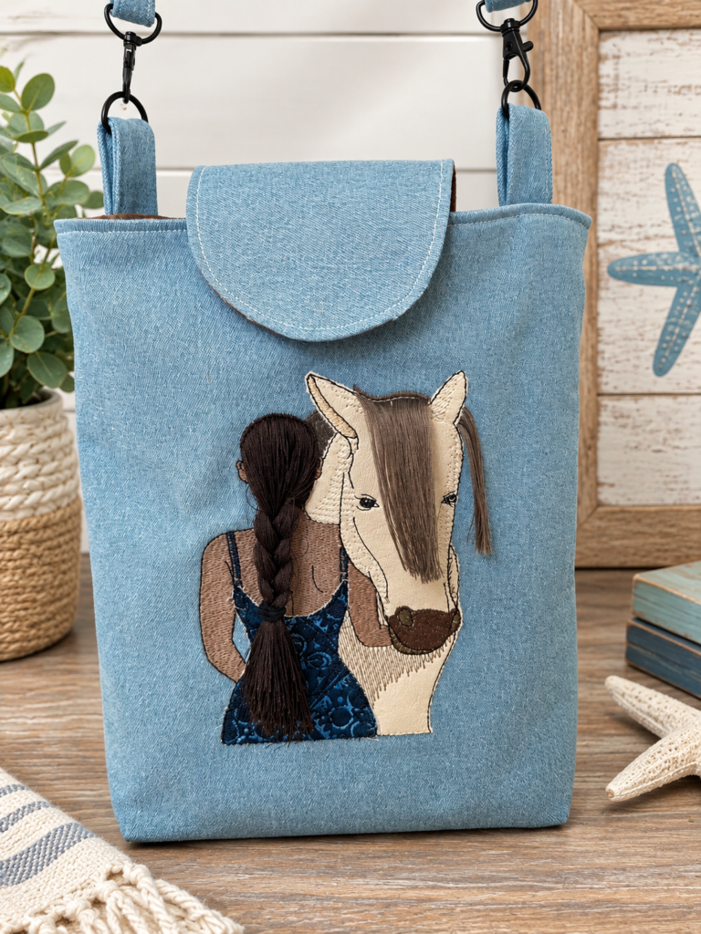 3D crossbody bag black hair
