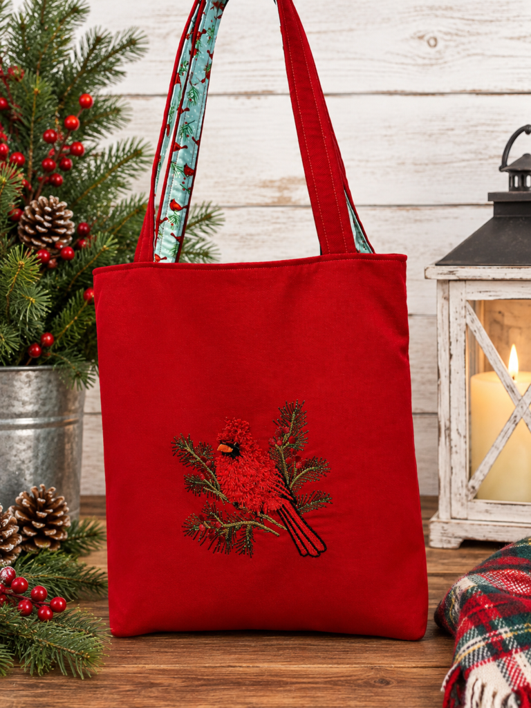 Cardinal Holiday Tote Bag Red