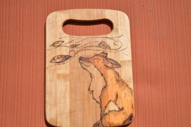 Fall Fox - Wood Burned Cutting Board 1 DSC 1527