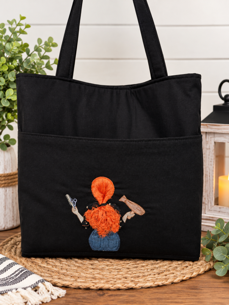 3D Machine Embroidered Tote Bag 3 Hairstylist Tote Bag