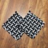 gray woven potholders