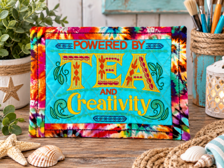 Mug Rug Aqua Tye Dye