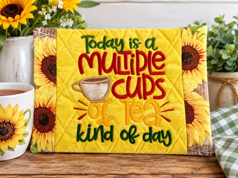 Mug Rug Multiple cups Sunflower