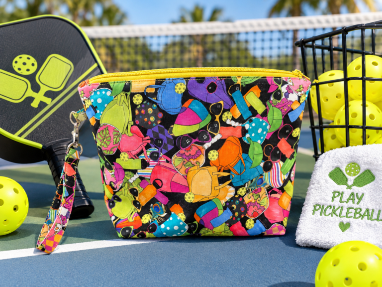 Pickleball Pouch 6 Pickleball wristlet yellow zipper