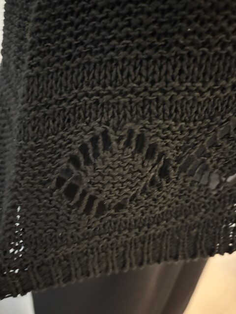 BCBG MAXAZRIA Black Knit Sweater 6 Sheer sweater bottom hemline rotated