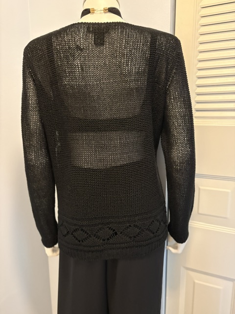 BCBG MAXAZRIA Black Knit Sweater 3 sheer sweater back view
