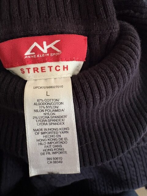 Vintage Anne Klein Sport Black Cable Knit Turtleneck Sweater 5 Anne Klein label rotated