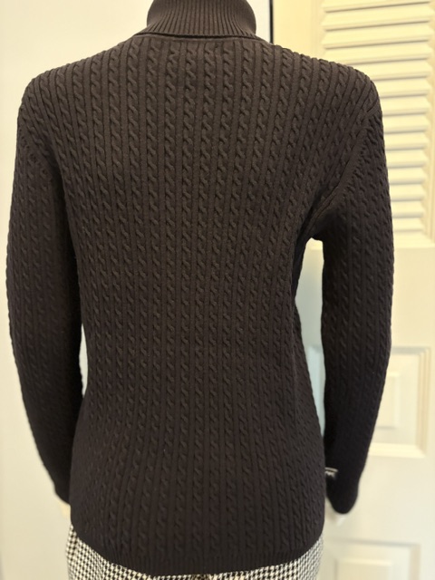 Vintage Anne Klein Sport Black Cable Knit Turtleneck Sweater 3 Anne Klein turtleneck back view