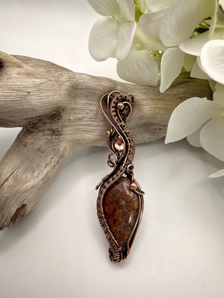 Vibrant Passion Wire Wrapped Poppy Jasper Necklace 5 Photo of Vibrant Passion Wire Wrapped Poppy Jasper Necklace