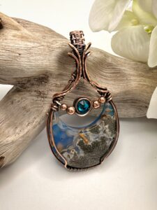 Photo of Celestial Dream Wire Wrapped Marcasite Aura Doublet Necklace