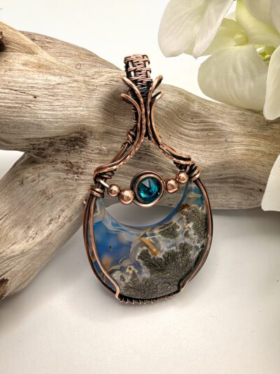 Photo of Celestial Dream Wire Wrapped Marcasite Aura Doublet Necklace
