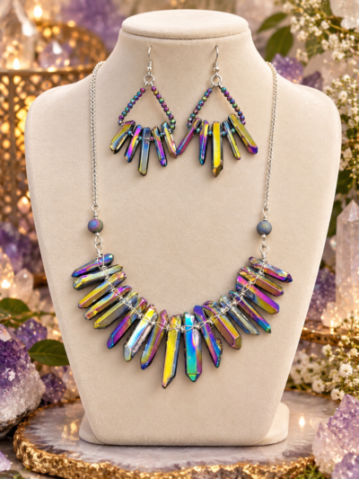 Rainbow Fire – Rainbow Crystal Quartz Titanium Jewelry Set