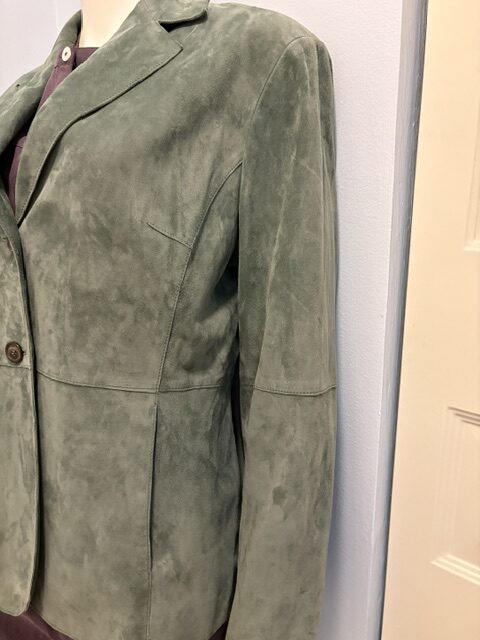 Vintage Jones New York Teal Green Suede Jacket 5 Suede jacket side slash pockets