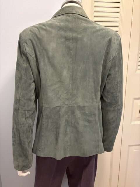 Vintage Jones New York Teal Green Suede Jacket 3 Suede jacket full back view rotated